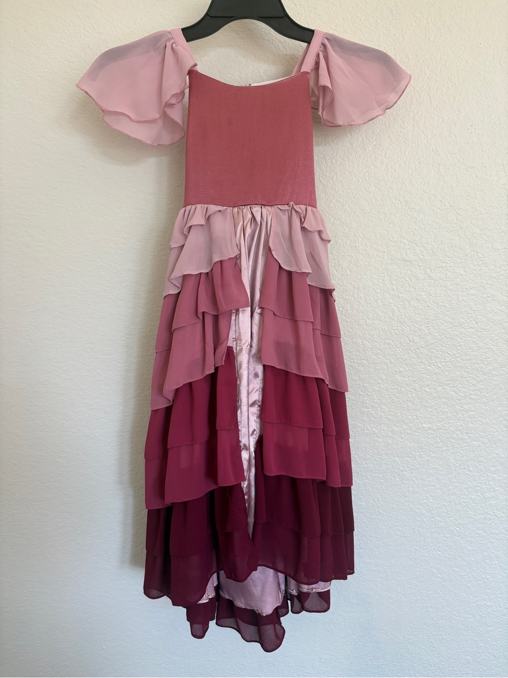Only Little Once - Pink Tiered Ruffle Girls' Dress - Elegant Party Dress